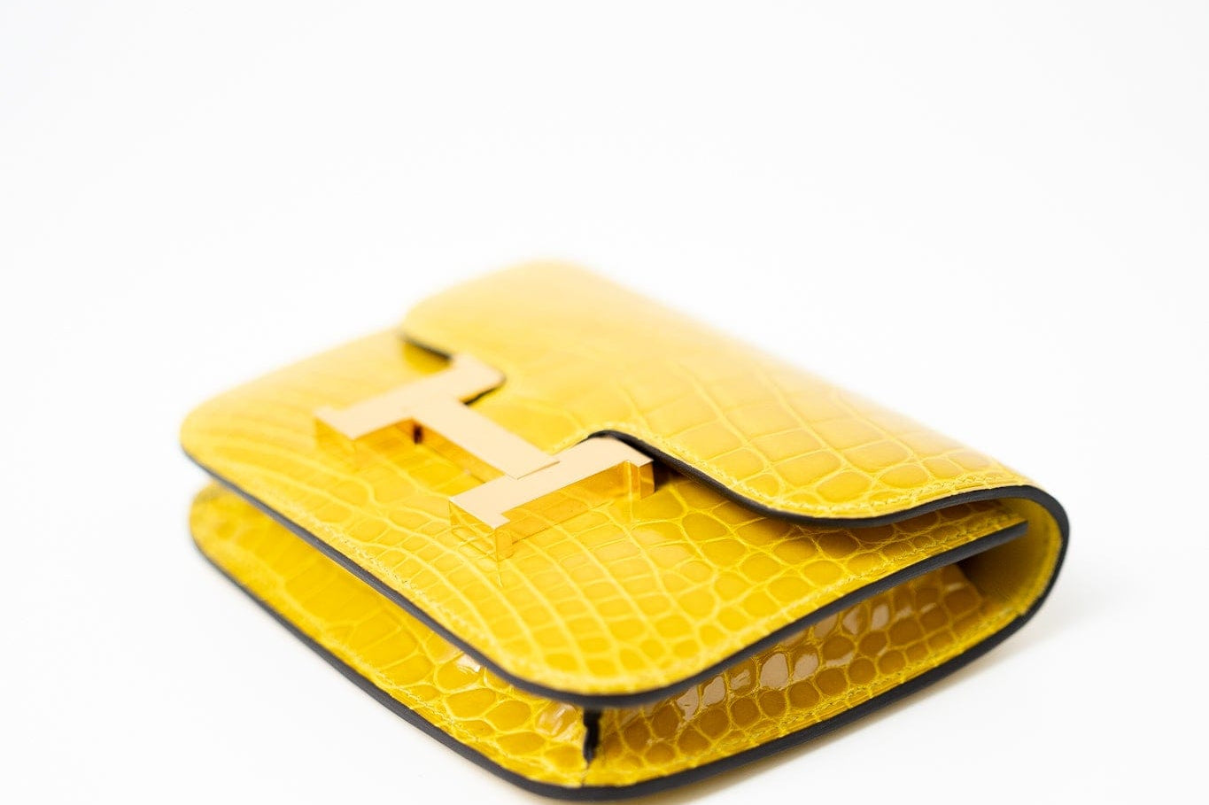 Hermes Wallet Yellow  Hermès Mimosa Alligator Mississippiensis Constance Slim Wallet -Knockoff
