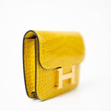 Hermes Wallet Yellow  Hermès Mimosa Alligator Mississippiensis Constance Slim Wallet -Knockoff
