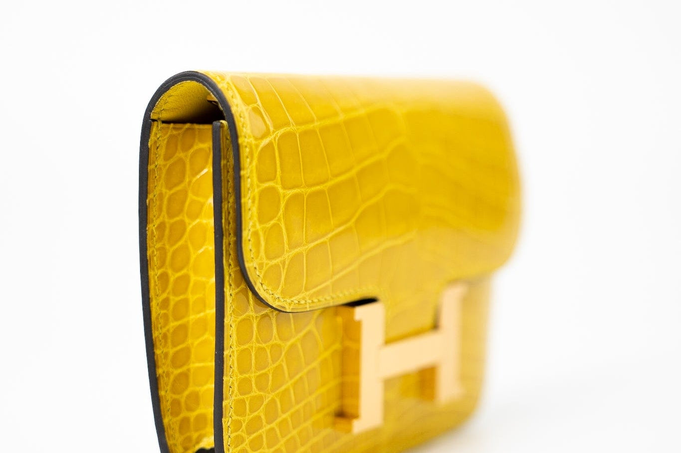 Hermes Wallet Yellow  Hermès Mimosa Alligator Mississippiensis Constance Slim Wallet -Knockoff
