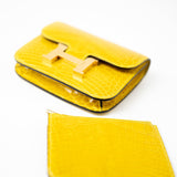 Hermes Wallet Yellow  Hermès Mimosa Alligator Mississippiensis Constance Slim Wallet -Knockoff
