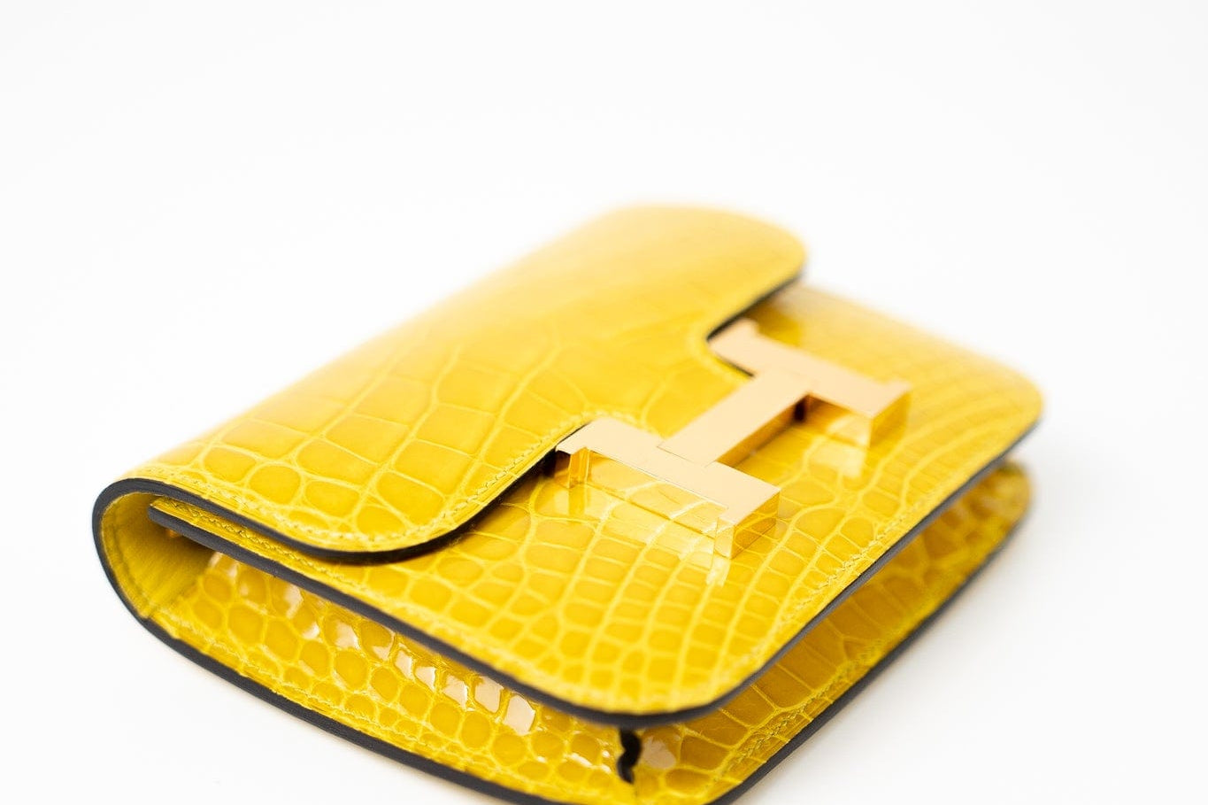 Hermes Wallet Yellow  Hermès Mimosa Alligator Mississippiensis Constance Slim Wallet -Knockoff
