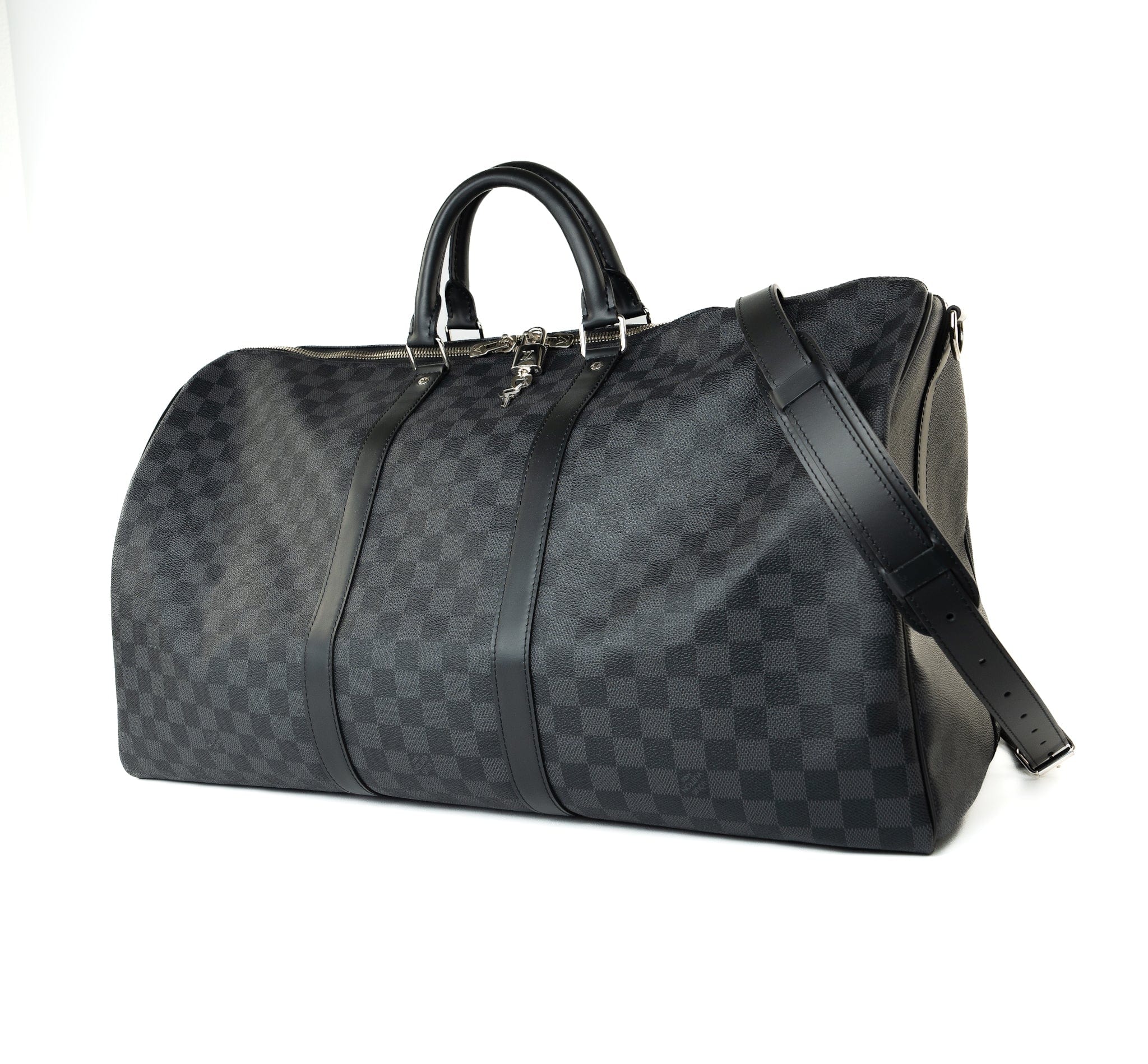 Louis Vuitton Duffle Bag Louis Vuitton Keepall 55 Bandouliere in Damier Graphite Canvas -Knockoff
