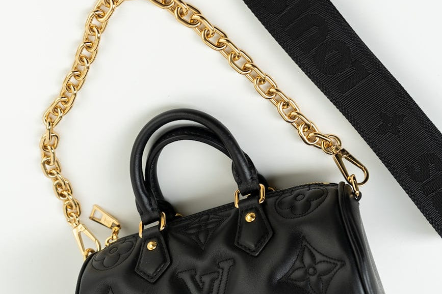 Louis Vuitton Handbag Black Louis Vuitton Black Monogram Calfskin Leather Papillon BB Bag -Knockoff
