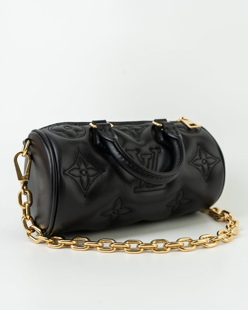 Louis Vuitton Handbag Black Louis Vuitton Black Monogram Calfskin Leather Papillon BB Bag -Knockoff
