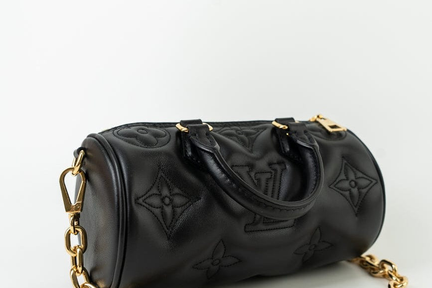 Louis Vuitton Handbag Black Louis Vuitton Black Monogram Calfskin Leather Papillon BB Bag -Knockoff
