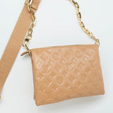 Louis Vuitton Handbag Brown Louis Vuitton Monogram Coussin PM Camel Lambskin Embossed -Knockoff
