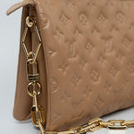 Louis Vuitton Handbag Brown Louis Vuitton Monogram Coussin PM Camel Lambskin Embossed -Knockoff
