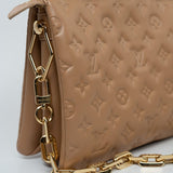 Louis Vuitton Handbag Brown Louis Vuitton Monogram Coussin PM Camel Lambskin Embossed -Knockoff
