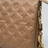 Louis Vuitton Handbag Brown Louis Vuitton Monogram Coussin PM Camel Lambskin Embossed -Knockoff
