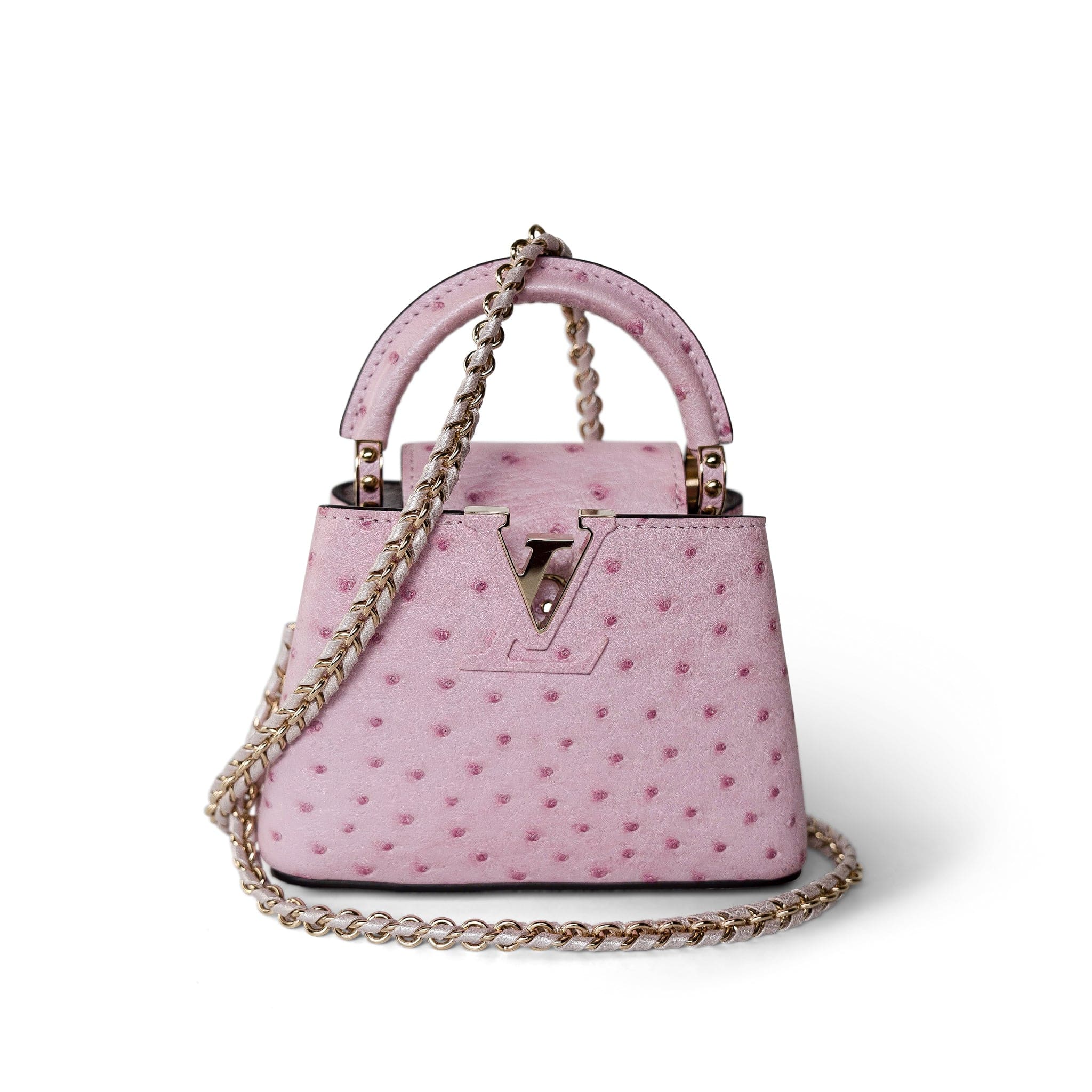 Louis Vuitton Handbag Pink Louis Vuitton Capucines Nano Exotic Ostrich Pink -Knockoff
