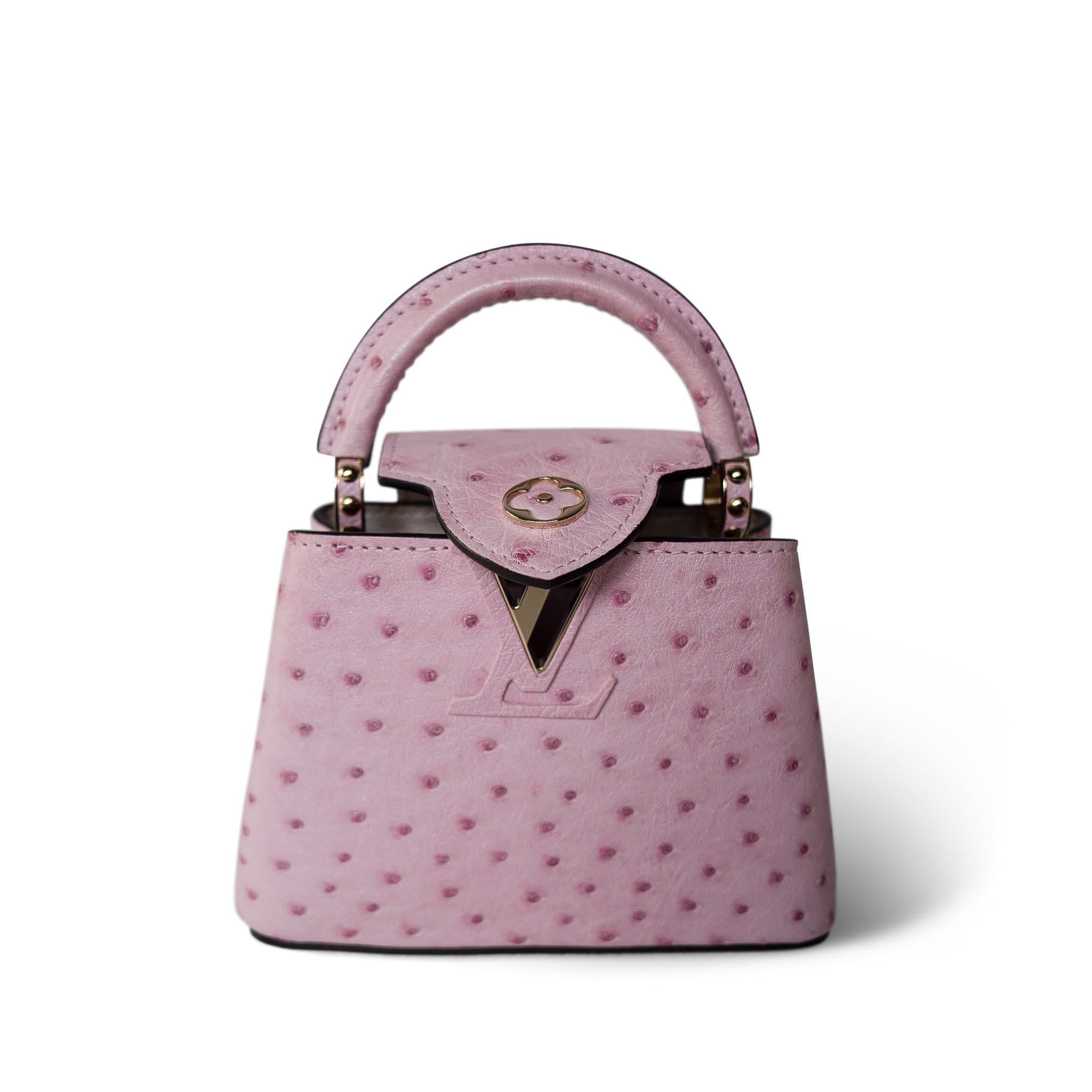 Louis Vuitton Handbag Pink Louis Vuitton Capucines Nano Exotic Ostrich Pink -Knockoff
