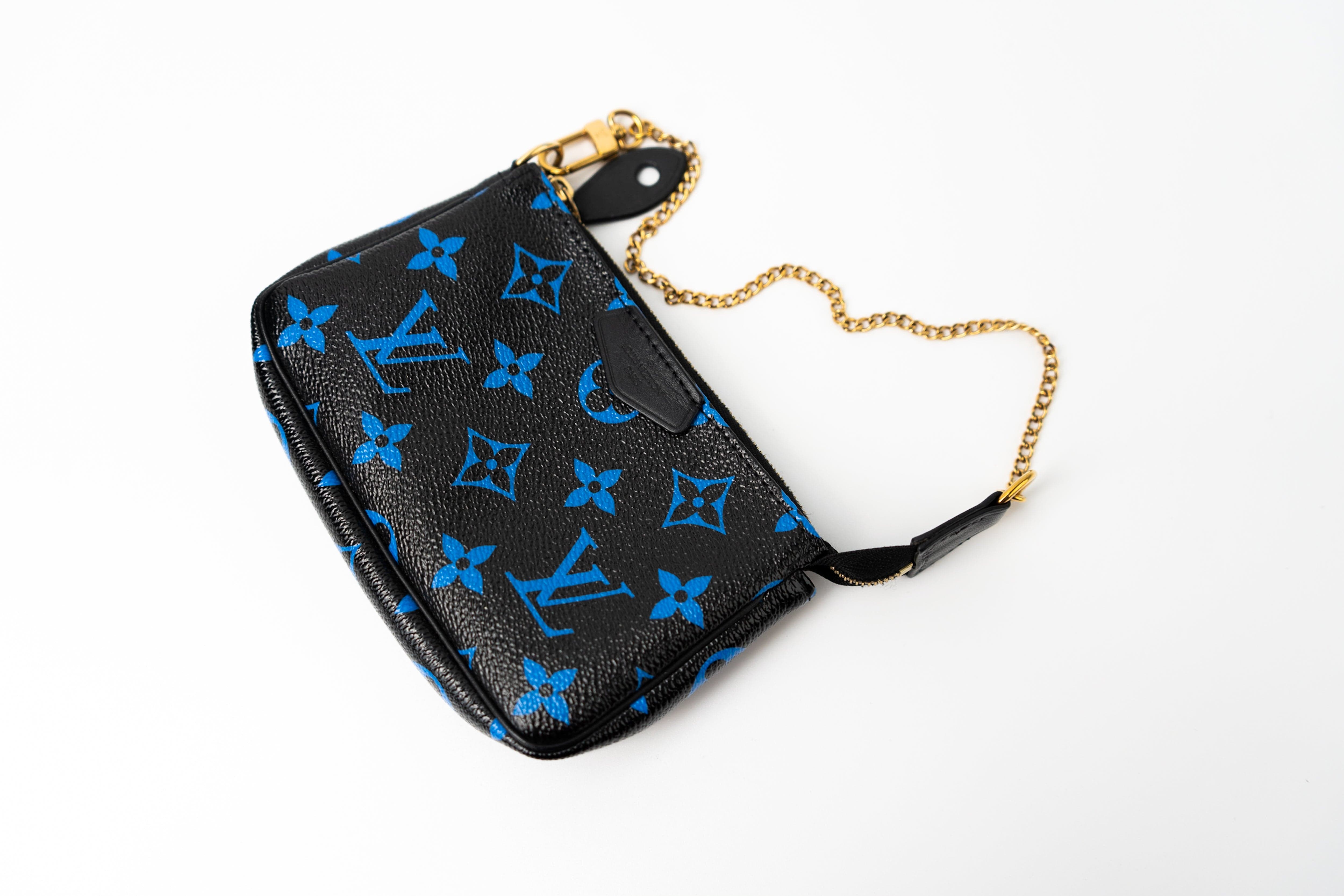 Louis Vuitton Pouch Purse Louis Vuitton Black & Blue Monogram Canvas Mini Pochette -Knockoff
