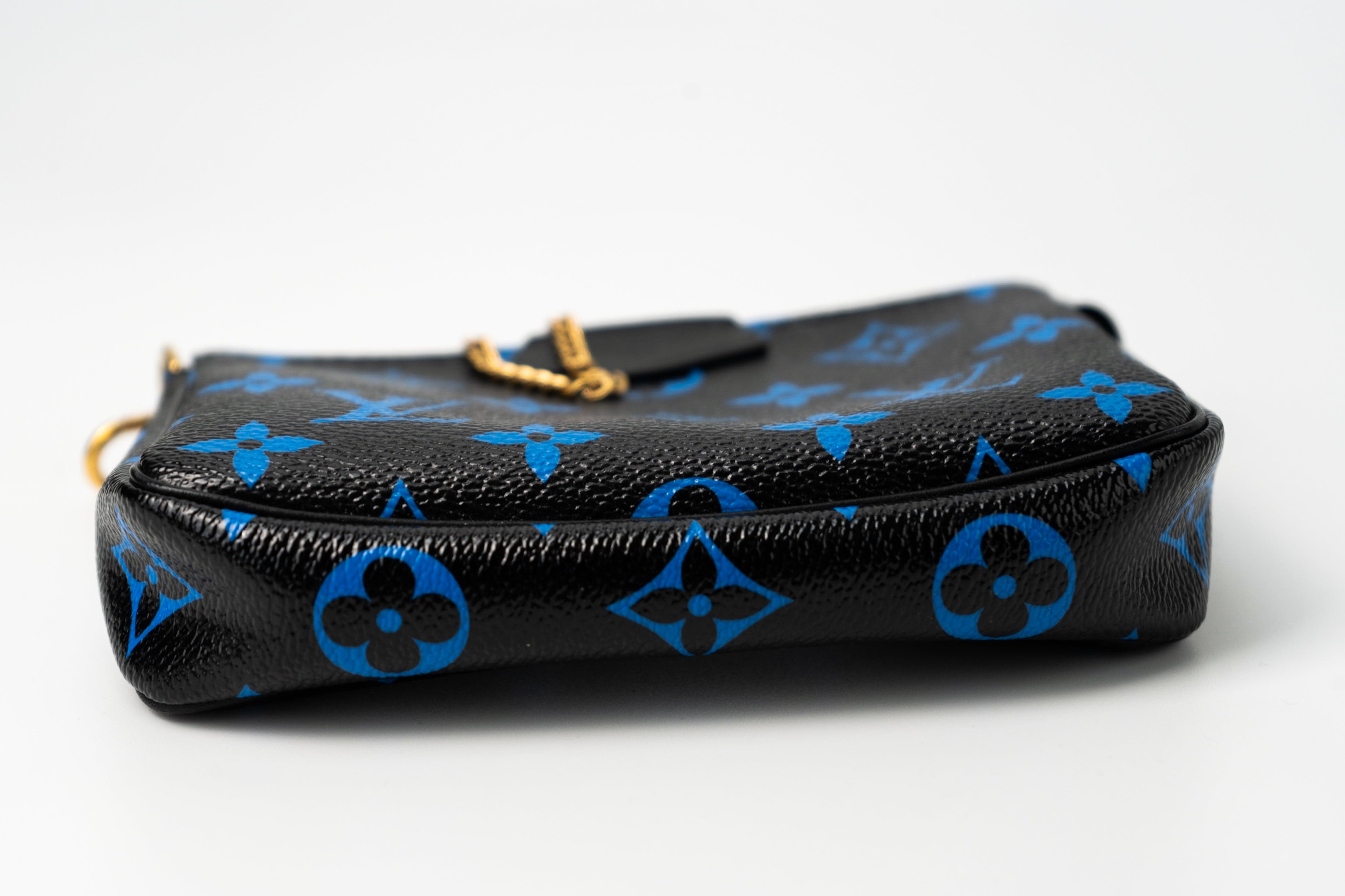 Louis Vuitton Pouch Purse Louis Vuitton Black & Blue Monogram Canvas Mini Pochette -Knockoff
