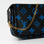 Louis Vuitton Pouch Purse Louis Vuitton Black & Blue Monogram Canvas Mini Pochette -Knockoff
