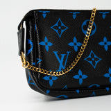 Louis Vuitton Pouch Purse Louis Vuitton Black & Blue Monogram Canvas Mini Pochette -Knockoff
