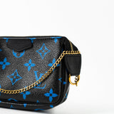 Louis Vuitton Pouch Purse Louis Vuitton Black & Blue Monogram Canvas Mini Pochette -Knockoff
