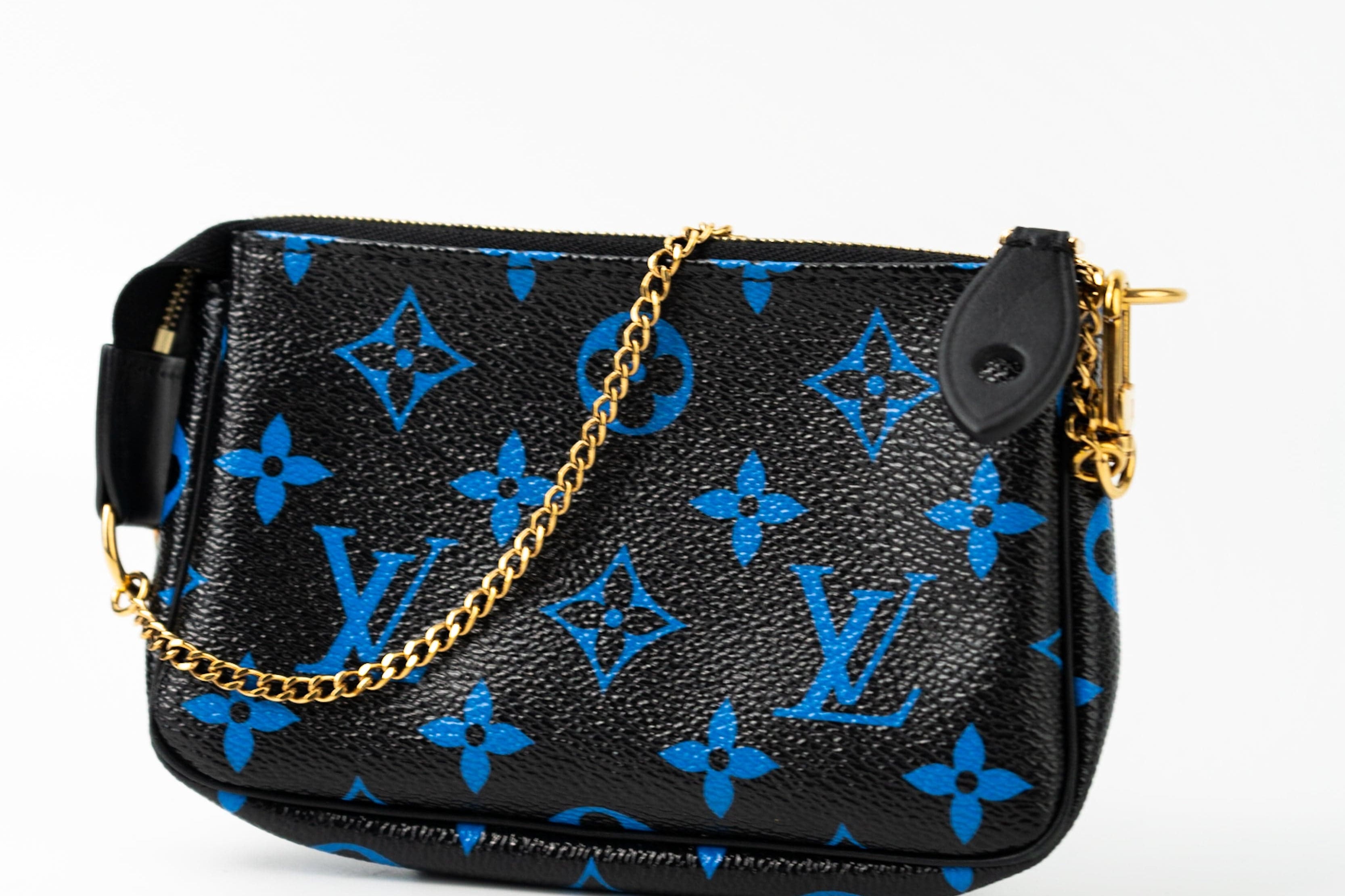 Louis Vuitton Pouch Purse Louis Vuitton Black & Blue Monogram Canvas Mini Pochette -Knockoff
