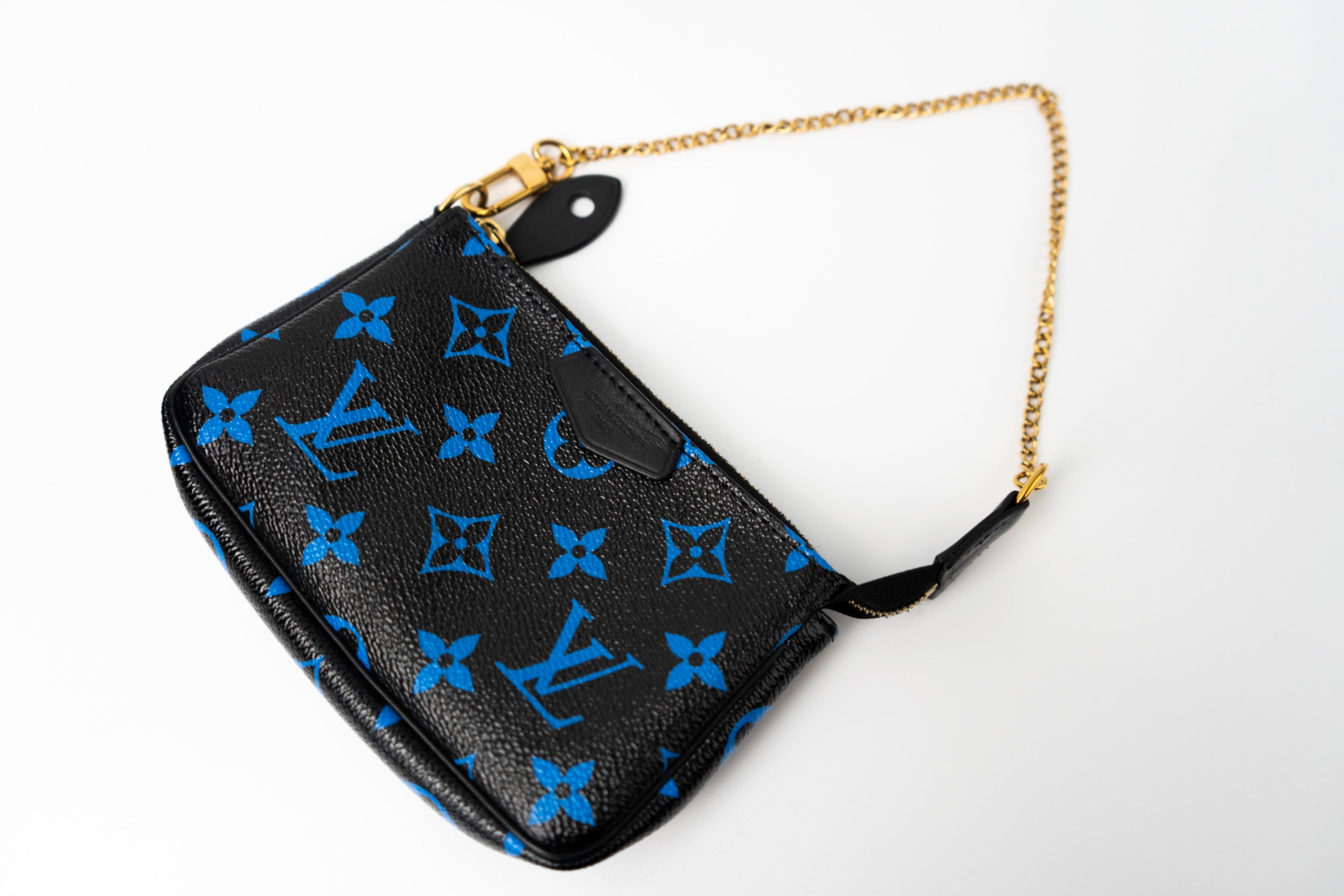 Louis Vuitton Pouch Purse Louis Vuitton Black & Blue Monogram Canvas Mini Pochette -Knockoff
