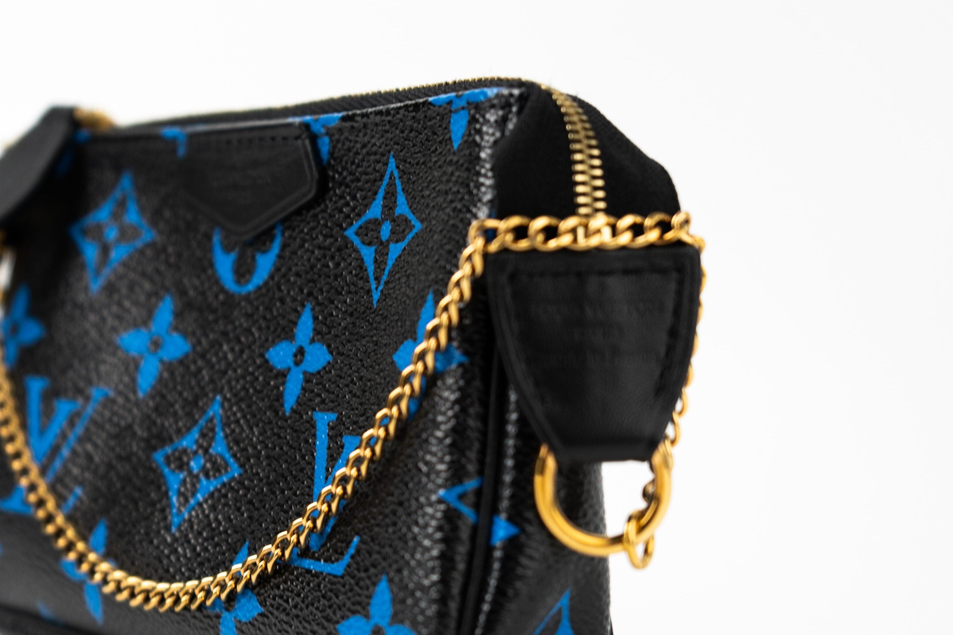 Louis Vuitton Pouch Purse Louis Vuitton Black & Blue Monogram Canvas Mini Pochette -Knockoff
