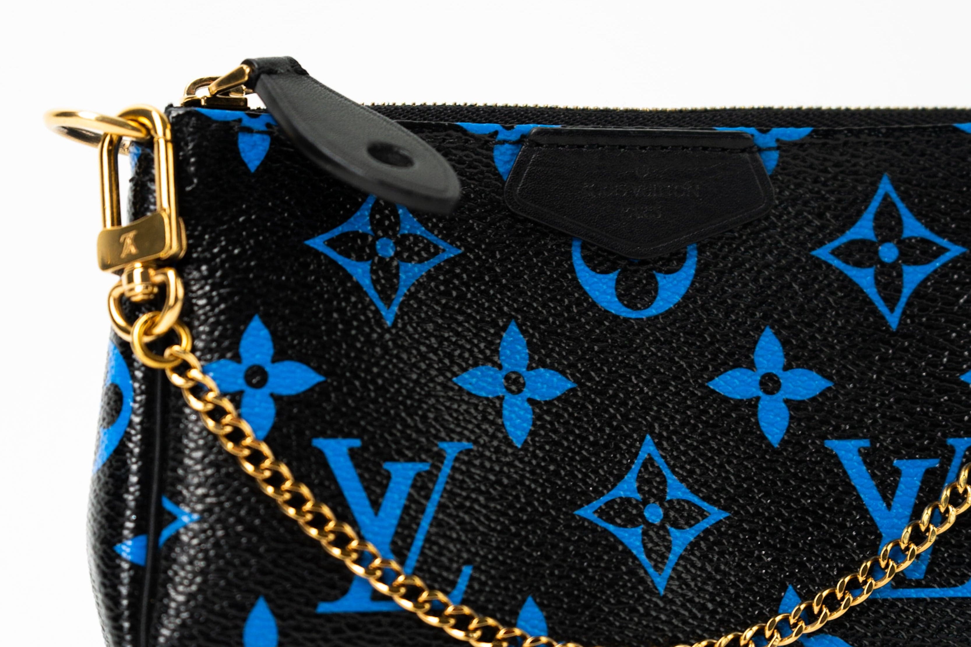 Louis Vuitton Pouch Purse Louis Vuitton Black & Blue Monogram Canvas Mini Pochette -Knockoff
