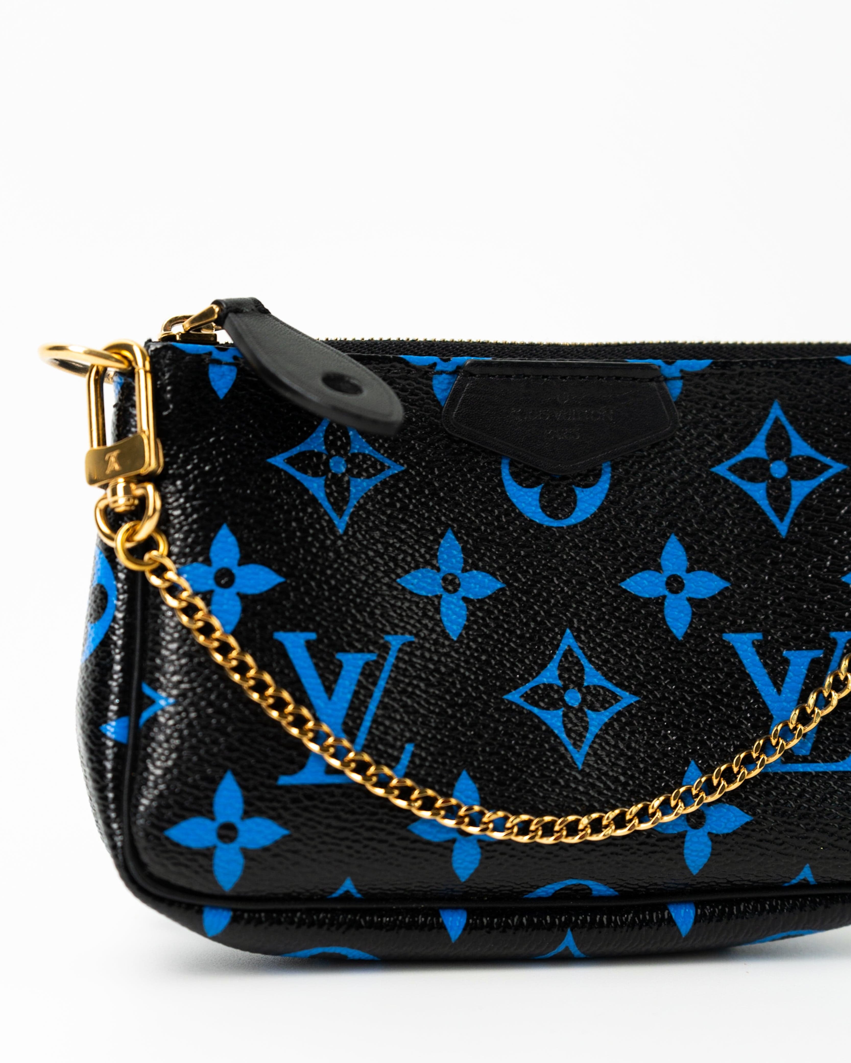 Louis Vuitton Pouch Purse Louis Vuitton Black & Blue Monogram Canvas Mini Pochette -Knockoff
