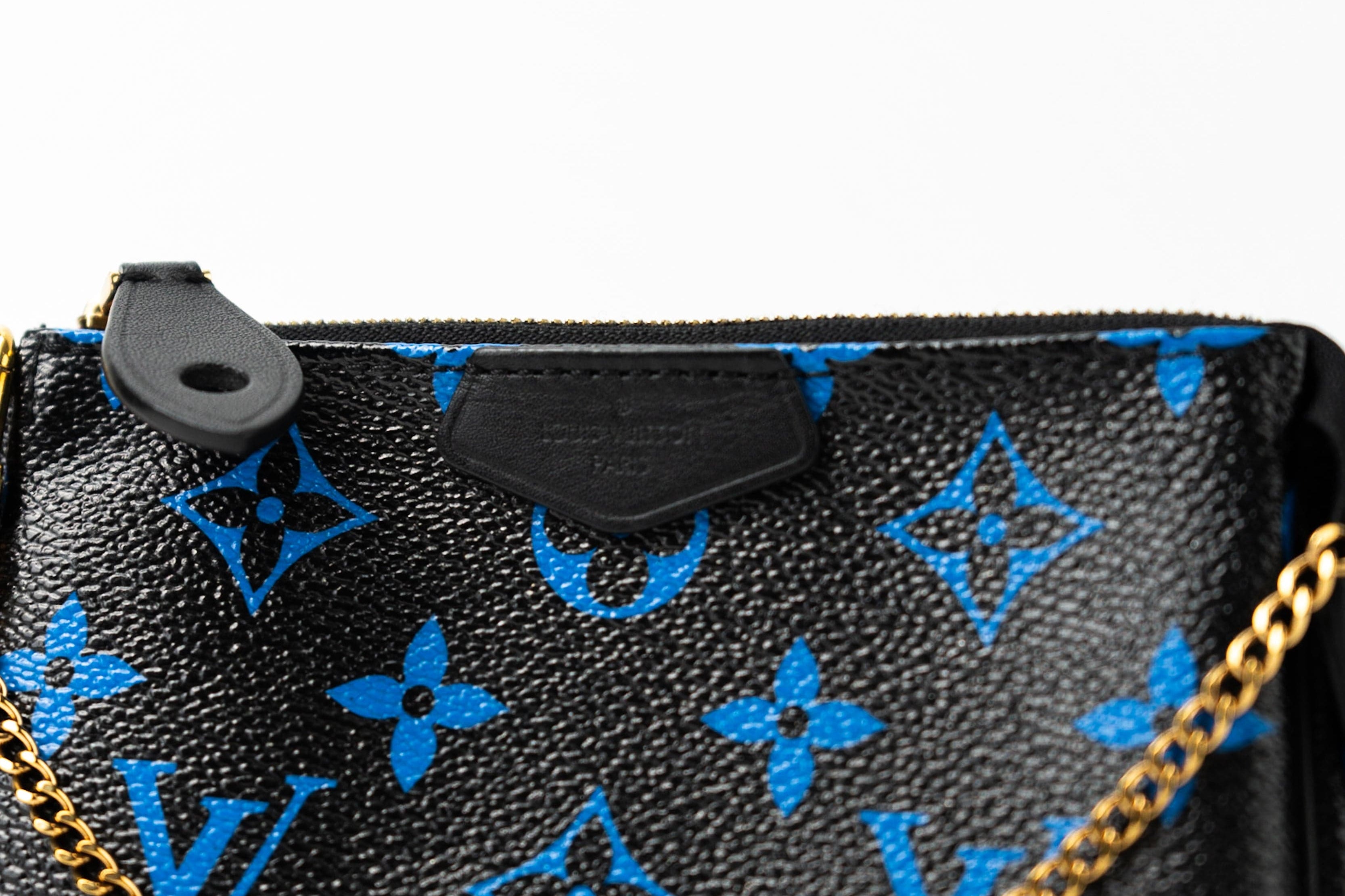 Louis Vuitton Pouch Purse Louis Vuitton Black & Blue Monogram Canvas Mini Pochette -Knockoff
