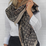 Louis Vuitton Shawl LOUIS VUITTON MONOGRAM SHAWL DENIM BLACK BEIGE (M76640) -Knockoff
