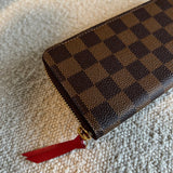 Louis Vuitton Wallet Brown Louis Vuitton Clemence Damier Ebene Zipped Wallet -Knockoff
