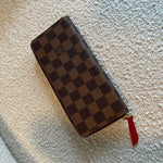 Louis Vuitton Wallet Brown Louis Vuitton Clemence Damier Ebene Zipped Wallet -Knockoff
