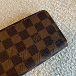 Louis Vuitton Wallet Brown Louis Vuitton Clemence Damier Ebene Zipped Wallet -Knockoff
