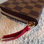 Louis Vuitton Wallet Brown Louis Vuitton Clemence Damier Ebene Zipped Wallet -Knockoff
