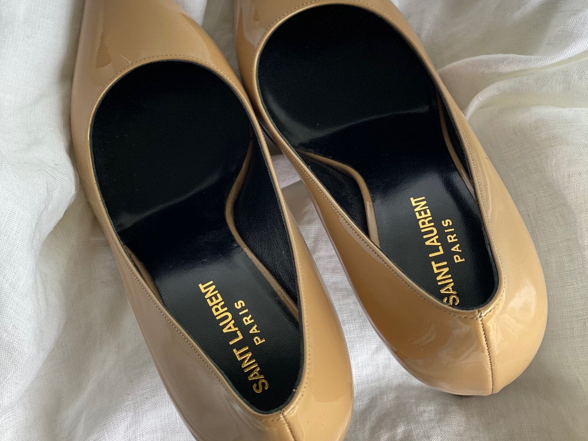 SAINT LAURENT Pumps Brown SAINT LAURENT Patent Classic Paris 105 Escarpin Pumps 38 Nude -Knockoff
