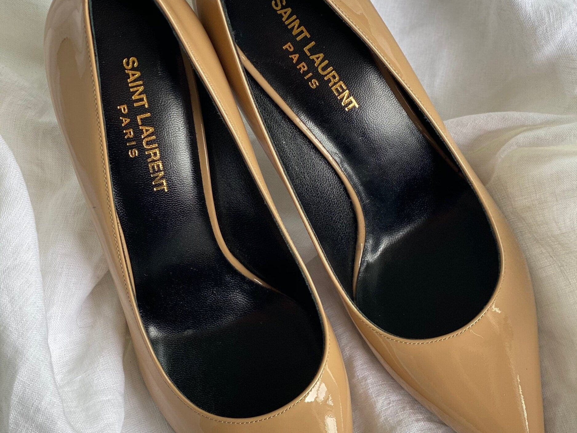 SAINT LAURENT Pumps Brown SAINT LAURENT Patent Classic Paris 105 Escarpin Pumps 38 Nude -Knockoff
