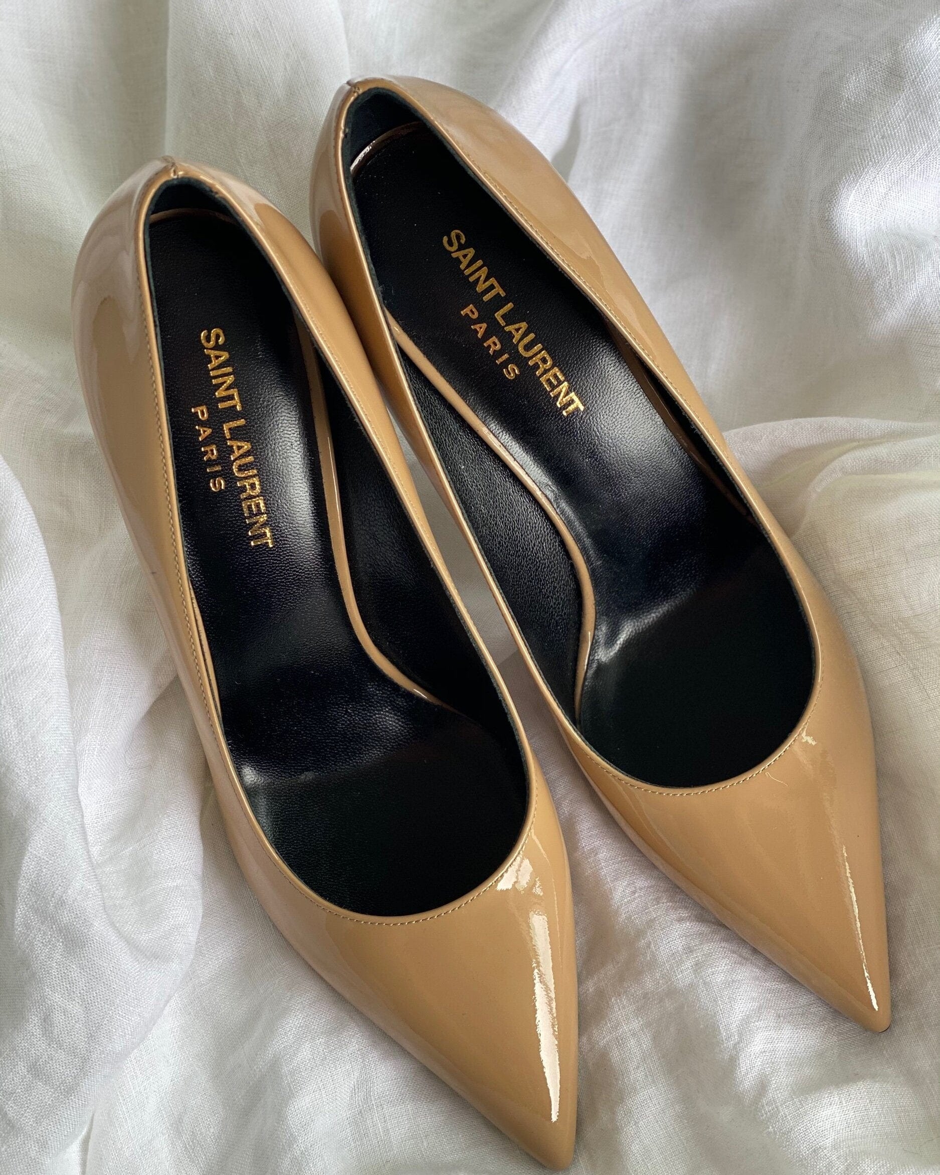 SAINT LAURENT Pumps Brown SAINT LAURENT Patent Classic Paris 105 Escarpin Pumps 38 Nude -Knockoff
