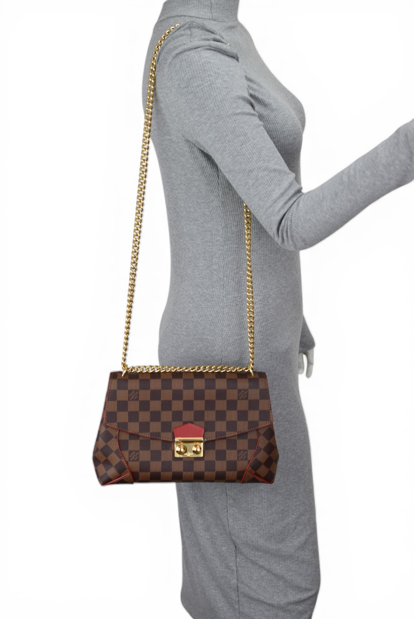 Louis Vuitton Damier Ebene Caissa Clutch Chain Bag