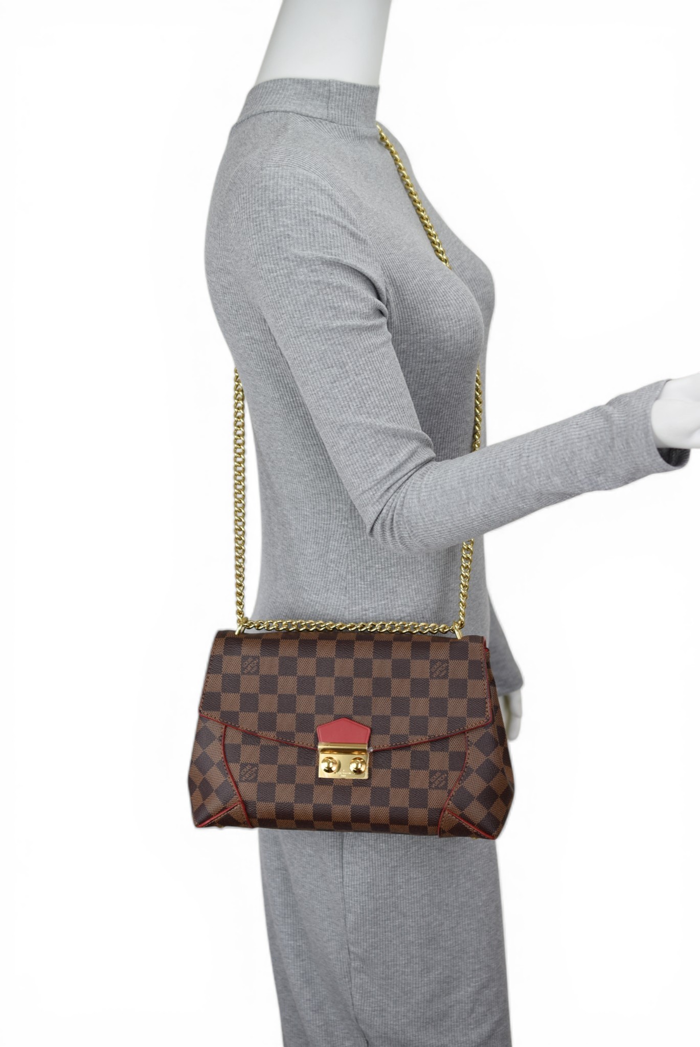 Louis Vuitton Damier Ebene Caissa Clutch Chain Bag