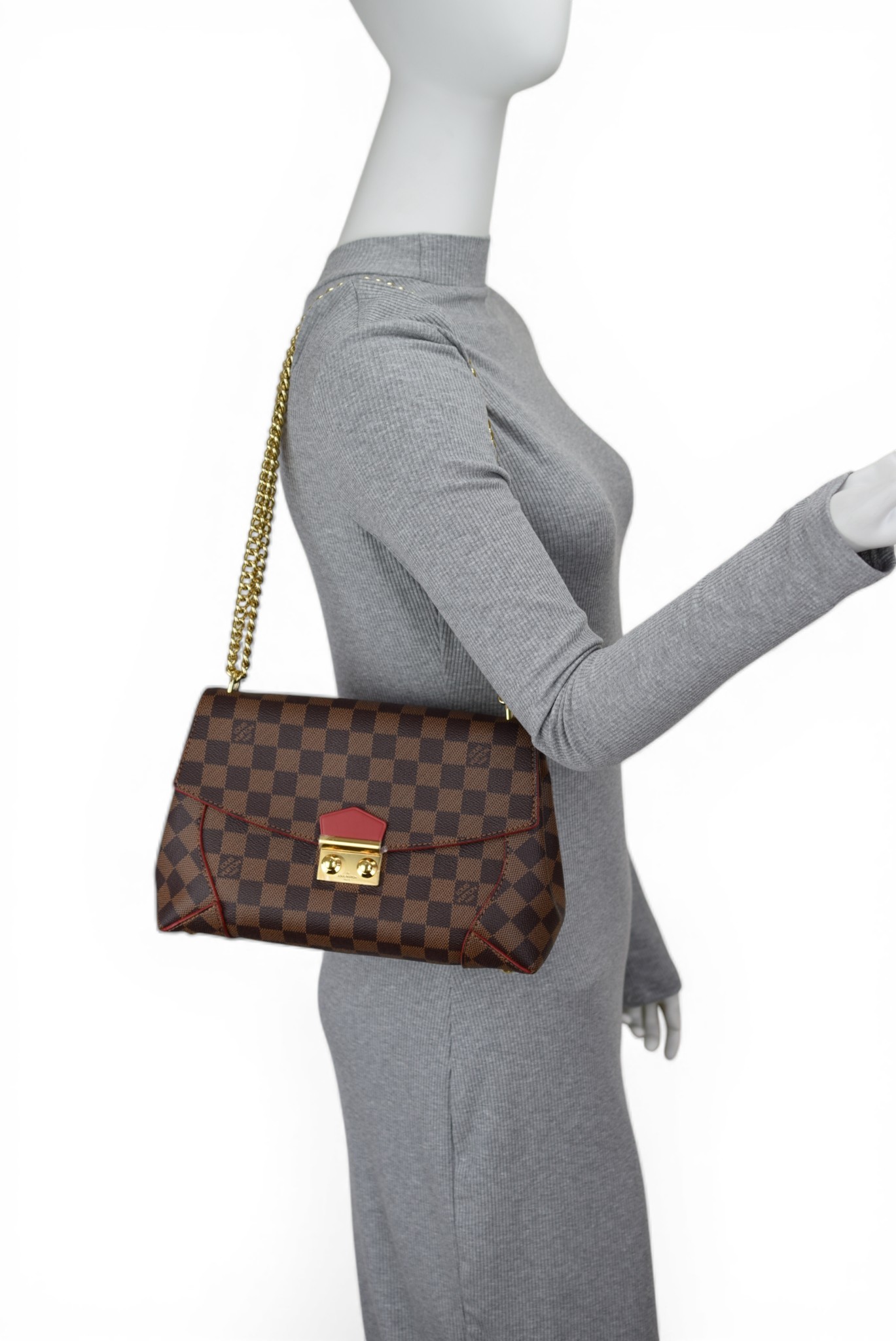 Louis Vuitton Damier Ebene Caissa Clutch Chain Bag
