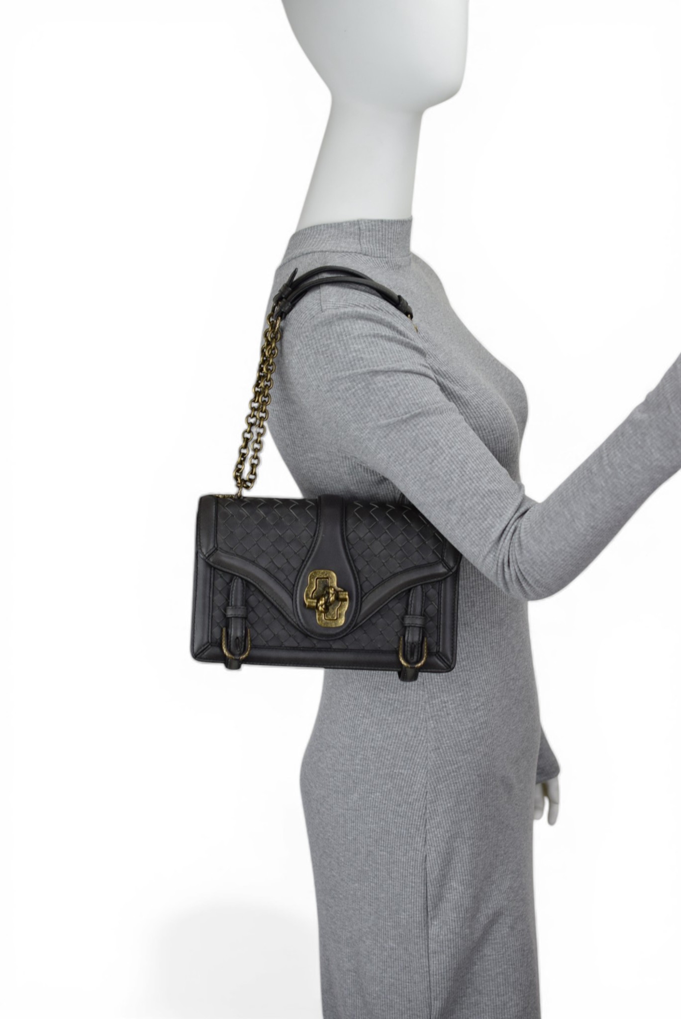 Bottega Veneta Intrecciato Leather City Knot Shoulder Bag